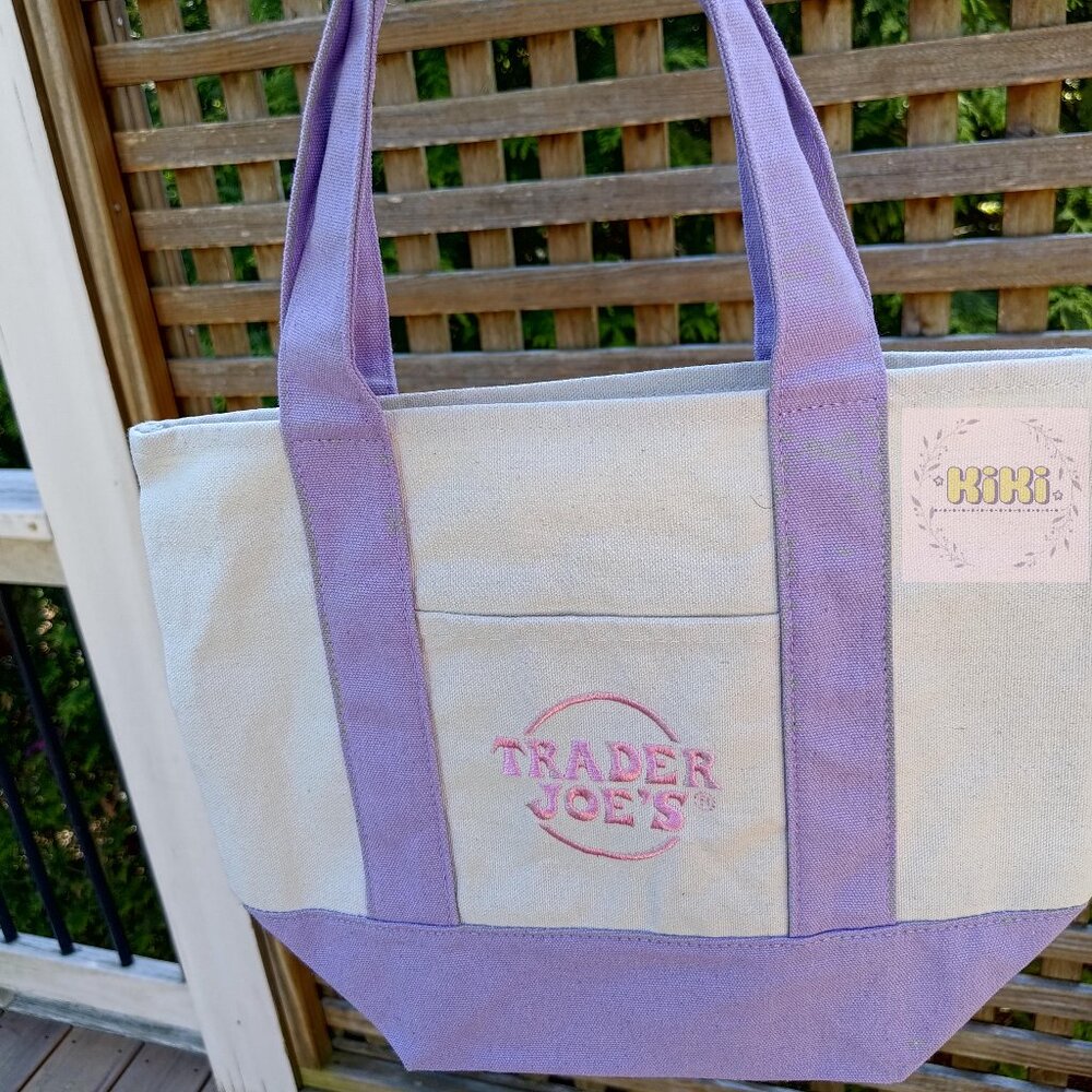 Lovely Lavender Trader Joe’s Mini Pastel Canvas Tote Bag - Picture 3 of 6